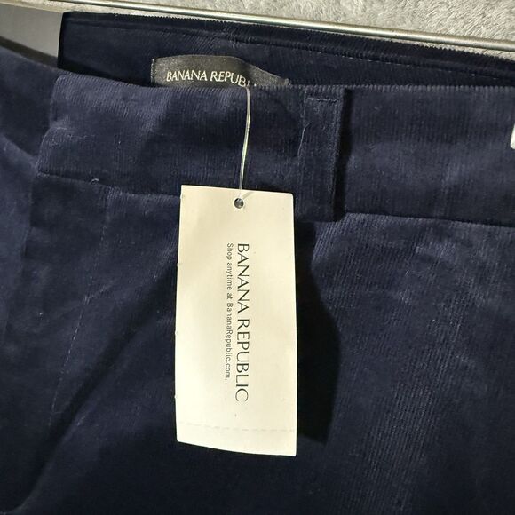 NWT Banana Republic Pants 12R Velour Velvet Logan Navy Blue Stretch Trousers - Picture 9 of 13